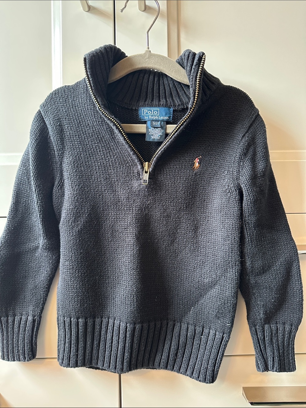 Polo Ralph Lauren Boys Black Half-Zip Wool Blend Sweater